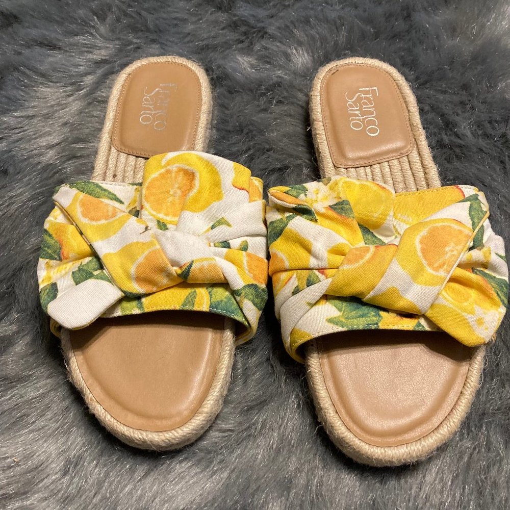 Franco Sarto lemon bow espadrille slip on sandal 7.5
